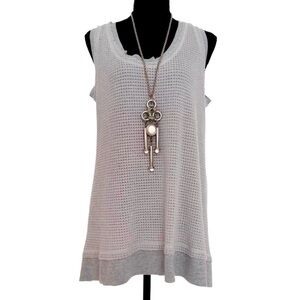 WAFFLE TOP ~ Chic Gray Women’s Sleeveless Waffle Knit Top size L